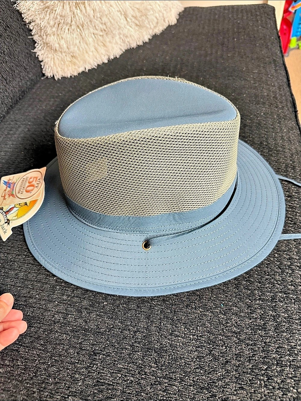 Panama Jack Nylon Mesh Safari Sun Hat Blue & Beige XL